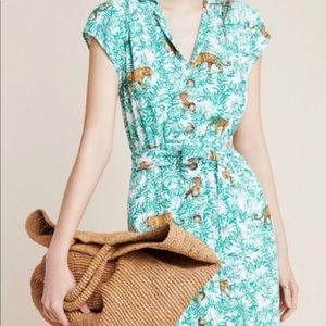 Maeve Anthropologie Tiger Midi Shirt Dress